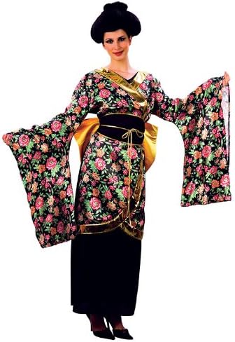 Japanese Kimono Geisha Fancy Dress Costume & Black Wig