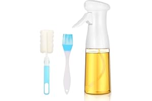 SANYOCZH Oil Sprayer For Cooking, 7 Oz / 210 ml Oil Spray Bottle with Cleaning Brush, Vinegar Olive Oil Sprayer Dispenser Mister For Kitchen, Air Fryer, BBQ, Baking, Grilling, Roasting, Salad (White)