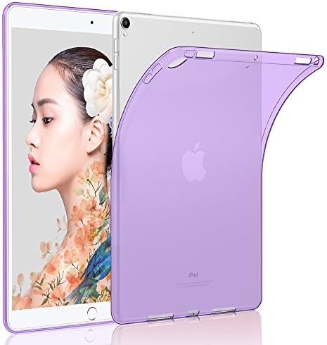 iPad Pro 10.5 2017 Case Cover, HZSSEC iPad Pro 10.5" Inch Soft Flexible TPU Case [Crystal Clear] Transparent Back Protector Cover Shockproof, Purple