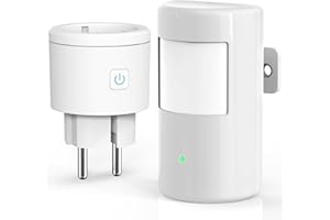 Detector de movimiento por infrarrojos con enchufes inalámbricos, detector de movimiento inalámbrico ASOFTY con sensor de luz, parámetros ajustables, activación automática de luces y dispositivos para