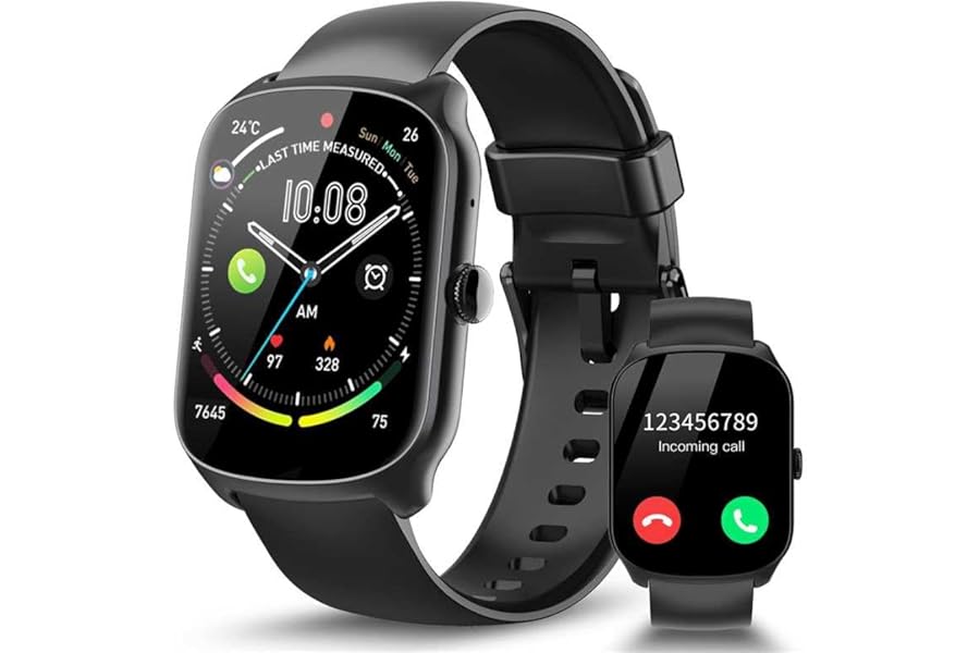 STECEi Smartwatch Uomo Donna, Schermo HD da 1,95'' Orologio Smartwatchcon Effettua/Risposta Chiamate, 112 Sportive Smart Watch con Contapassi/Sonno/Cardiofrequenzimetro, Impermeabile IP68, Nero