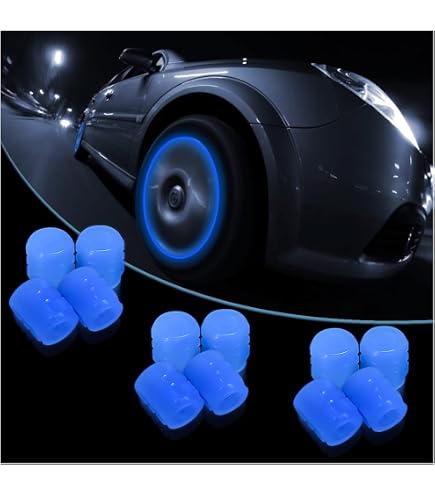 Lot De 10 Bouchons De Valve Phosphorescents Pour Pneus - Valve Schrader, Vert Fluo, Visibles La Nuit - 7