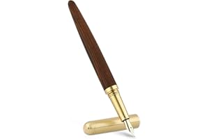 Andibro Handcrafted Wooden Fountain Pen, 0.5-0.6mm Natural Wood Fountain Pen Fine Point Pen Vintage Luxury Pen Smooth Writing Business Pen With Ink Refill Converter for Journaling Calligraphy(F)