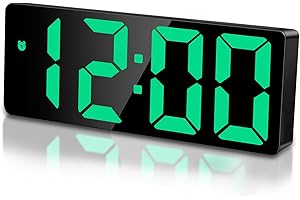 Sarsumir Sveglia Digitale da Comodino, Sveglia da Comodino Bambini con Tempo Data Temperatura Snooze Luminosità Regolabile Orologio Digitale da Tavolo Carica USB e Batteria, Verde