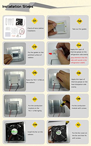 KKmoon DIY Kit Potencia termoel  ctrico Peltier Enfriador Refrigeraci  n Sistema de refrigeraci  n Enfriador SFPLUSES18 M  dulo   Ventilador   TEC1    12706    