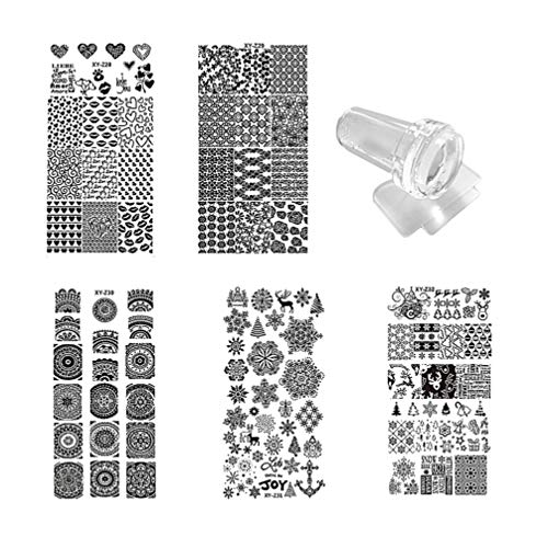 Lurrose 7 piezas kit de placas de estampado de uñas con 1...
