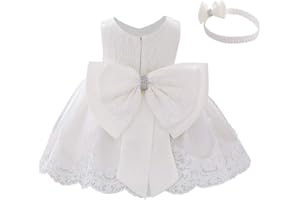 IBTOM CASTLE Neonata Ricamo Floreale Pizzo Abito Senza Maniche Fiocco Gonna Balletto Tulle Vestito Principessa Partito Damigella d'Onore Matrimonio Compleanno Vestito da Ballo con Copricapo