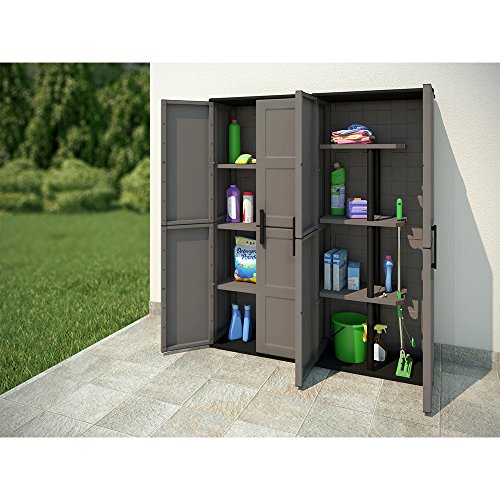 Kunststoffschrank Besenschrank 2er Set Putzmittel Schrank Kunststoff Grau - 4