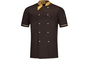 WMOFC Kochjacke,Chef Uniform, Herren Damen Kurzarm Baumwolle Küchen Koch Jacke, Kostüm Restaurant Hotel Cafe Chef Mantel