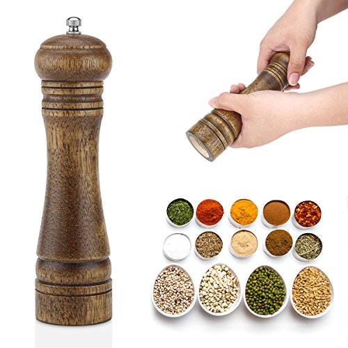 Casefashion Pfeffermühleset 2 Stück Gewürzmühler aus Echtholz für Peffer Salz Flieder Basilikum Eingebaute Keramik Messer - 2