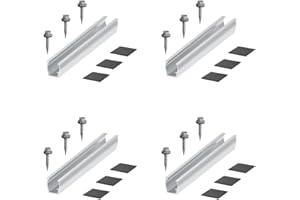 NIKJEBDF Set of 4 Solar Panel Brackets, End Clamp Kit, Mini Rail Solar Panel Photovoltaic Mounting Bracket, T20 Short Rail for Trapezoidal Sheet Metal PV Mounting