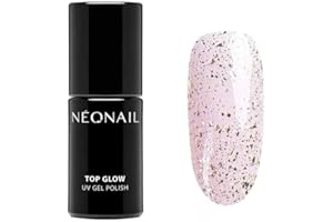 NÉONAIL Pintauñas Semipermanentes 7,2 ml - Top Coat Semipermanente - Top Glow Gold Flakes - Esmaltes Semipermanentes Para Uñas - Gel Uñas - Manicura - Top Esmalte - Gel UV LED - Laca De Uñas