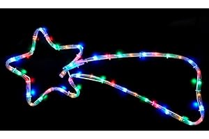 Acan Tradineur - Cometa LED con 48 luces multicolor, 3W, estrella fugaz, iluminación de Navidad, silueta de ventana, plástico y metal, uso interior y exterior - 70 cm