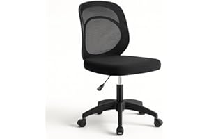 T-LOVENDO.ES Silla de Oficina o Escritorio ergonómica. Sin reposabrazos. Juvenil sin Brazos. Soporte Lumbar. Tela Transpirable. con Ruedas, giratoria Asiento Espuma Alta Densidad, Calidad.