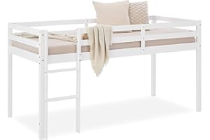 ‎HOMESTYLE4U Homestyle4u Hochbett 90x200 Weiß Holz mit Treppe für Kinder Kinderbett mit Rausfallschutz Jugendbett Etagenbett Kiefer Massivholz | Artikel 1433