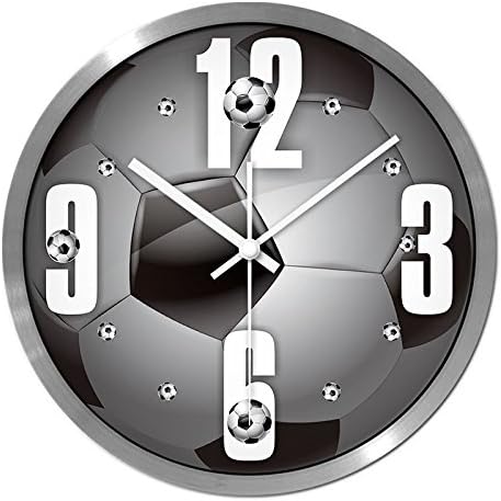 Bar Football Fans Living Room Ultra Quiet Wall Clocks Wall Charts Clock Table Clock World Cup Football, 12-Inch, Silver Box
