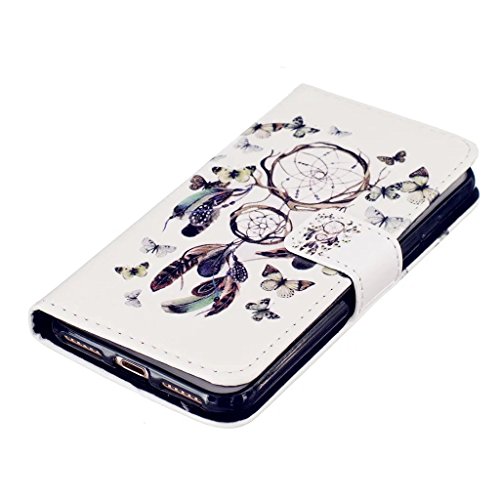 MUTOUREN Schutzhülle Case für iPhone 7 (4.7 Zoll) Prägung Blumen Geprägte indische Mandala Muster Buch-Stil Bookstyle Handyhülle Schutzhülle Taschen Anti-scratch Bumper et Shock Absorption Magnetverschluss Magnet Etui + Metall Touch-Pen, Traumfänger und Schmetterling - 4