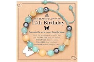 boocooberg 12 Year Old Girl Gifts, Gifts For 12 Year Olds Girls, With Message Card Natural Stone Butterfly Bracelet For Daughter Granddaughter Sister Friend,Birthday Gifts For Girls