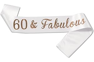 JEKUGOT 60th Birthday Sash 60th Birthday Decorations for Women Birthday Sash for Women 60th Sash for Birthday Party, White