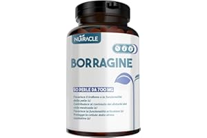 Nutracle Borragine 50 perle da 700 mg Integratore per pelle e capelli - Olio di Borragine ricco di Acido Gamma Linoleico (GLA 20% Omega 6) Disturbi ciclo mestruale - Dermatite seborroica e Acne Viso