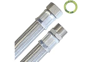 H2O-FLEX Tuyau Blindé 3/4"ÜM x 3/4"AG, Tuyau flexible DN19 avec Tressage en acier inoxydable - 70cm / 700mm