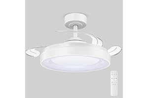 Ateroll Ventilatore da soffitto con luce - Lampadario con ventilatore da soffitto, pale invisibili Ø91cm - 3CCT LED dimmerabile, modalità vento naturale, 45dB silenzioso (bianco)