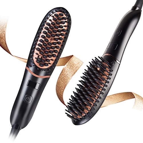 Alisador de Barba para Hombres, Cepllio Alisador de Barba Iónico con Revestimiento de Cerámica, Apagado automático, Temperatura Ajustable, Doble Voltaje 100V-240V