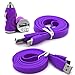 Produktbild Amazon Fire Mobile Phone Qualitativ hochwertiger ultra-kompakter kugelförmiger Zigarettenanzünder-Anschluss USB Reise-Ladeadapter fürs Auto mit 1m Anti-Tangle-USB-Flachdatenkabel / Transfer- / Synchronisier-Kabel - Lila / Purple - Von Gadget Giant®