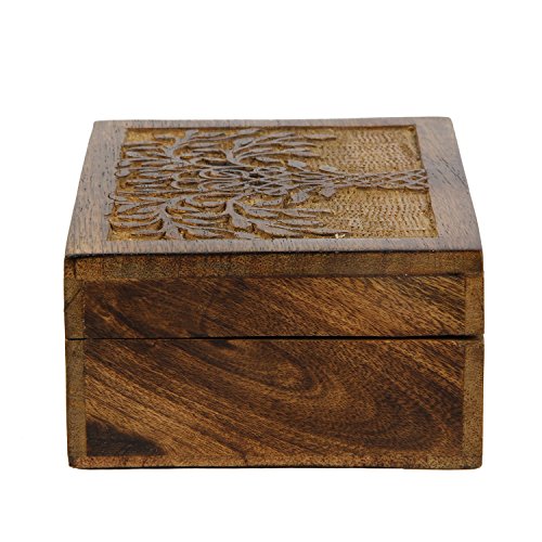icrafts Baum des Lebens aus Holz geschnitzt Holz Schmuckkästchen Andenken Aufbewahrung Jewelry Box - 4