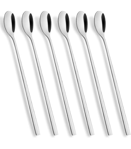 Ustensile Inoxydable RANASONS Lot De 4 Cuillères à Soda Longues En Inox - Parfaites Latte, Café, Desserts Et Glaces - 19 Cm Cuillère à Café