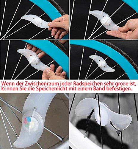 Goldfox® 4x Fahrrad Rad LED Speichen Licht Lampe Blinker Spoke Beleuchtung Rot Gelb Grün Mehrfarbig - 2