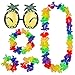 Produktbild Shappy Ananas Sonnenbrille und 4 Stück Hawaiianische Leis Blumen Girlanden Halskette Armbänder Stirnband für Beach Party Zubehör