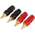 fdealz® [ 4 Pieces ] Test Probe Audio Speaker Terminal Binding Post Banana Plug Jack Socket Adapter Connector 4mm Panel Mount Banana Socket Plug ; 2 Black, 2 Red