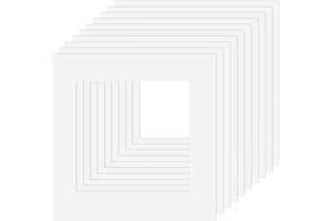 AMUSINGTAO 10Pcs White Picture Mounts,8x8 Inch White Square Cardboard Photo Mounts for Frames for Picture Posters,Painting,Photo Work