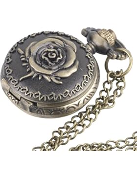 81stgeneration Neu Jahrgang Rose Blume Messing Taschenuhr Quarz Halskette