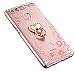 Produktbild Huawei P9 Lite(2016) Ring Hülle- Ultra Slim TPU Silikon Transparent , Schutzhülle Muster Glänzend Glitzer Strass Kristall Diamant Stoßdämpfend Transparent Spiegel Schutz Handy Hülle Crystal Blume Case Tasche Etui Bumper Huawei P9 Lite(2016) (5,2 Zoll) [Herz,Butterfly,Rosa]