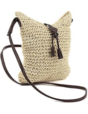 Stroh Crossbody Tasche Frauen Weben Umhängetasche Sommer Strand Geldbörse Handtaschen