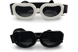 HAOHAI 2 occhiali da sole per cani di piccola taglia, occhiali da sole per cani, occhiali da sole per cani e gatti (bianco, nero)