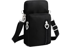 LassZone Women's Cross Body Phone Bag Ladies Over Shoulder Bags 3 Layers Mobile Phone Bag Purse Nylon Wallet for Women Handbags