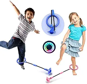 Pelo Led Flashing Jumping Ring, Swing Skipping Rope, Children Colorful Ankle Skip Jump Ropes Sports Swing Ball for Kids Boys Girls Toy Random Color Pack of 1