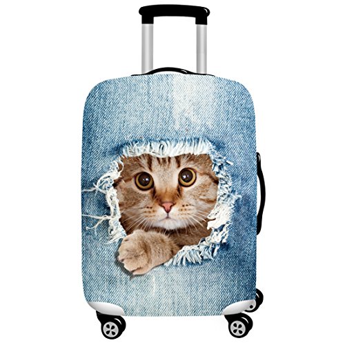 Preisvergleich Produktbild GWELL 3D Tier Cartoon Elastisch Kofferhülle Kofferschutzhülle Luggage Cover mit Reißverschluss Reisekoffer Kofferbezug Gepäck Cover Abdeckung Katze-2 XL für 29-32 Zoll