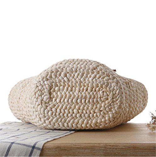 Damen Mädchen pastoralen Stil Strand Mais-Schale korbtasche Tragetasche Schulter Handtasche, beige - 3