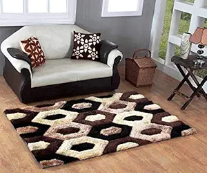 T Decore Shaggy Carpet Rug for Living Room and Home(Cream Multicolor) - 2x4 Feet