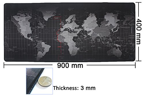 Benvo Gaming Mouse XXL Alfombrilla para rat  n de oficina Alfombrilla de rat  n grande  900 x 400 x 3 mm  deslizamiento   ptimo  fondo antideslizante de goma  borde cosido  Alfombrilla de rat  n con motivo de mapa mundial para oficina y juego de teclado y rat  n