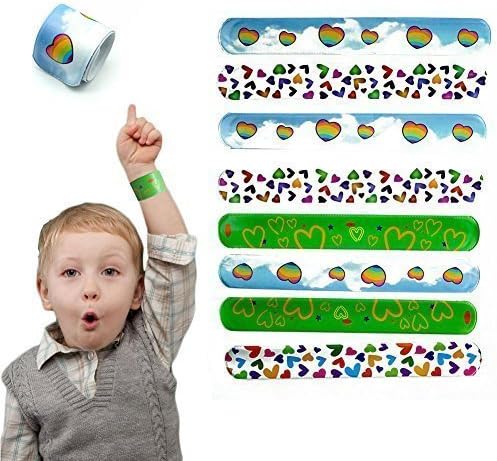 Slap Bracelets 20 Packs Party Bracelets Toys Bands Hearts Shapes Birthday Christmas Party Favors Classroom Rewards for Boys Kids Girls