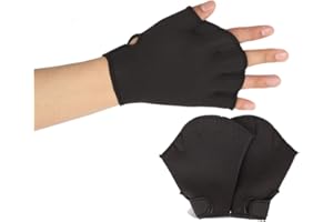 JIAHG Aquatic Gloves 1 Pair Swimming Webbed Gloves Water Resistance Training Paddles Adult Adjustable Diving Hand Equipment Men Women Fitness Surfing Sports Hand Fins Swimmer Elastic Duck Web Hand Wear