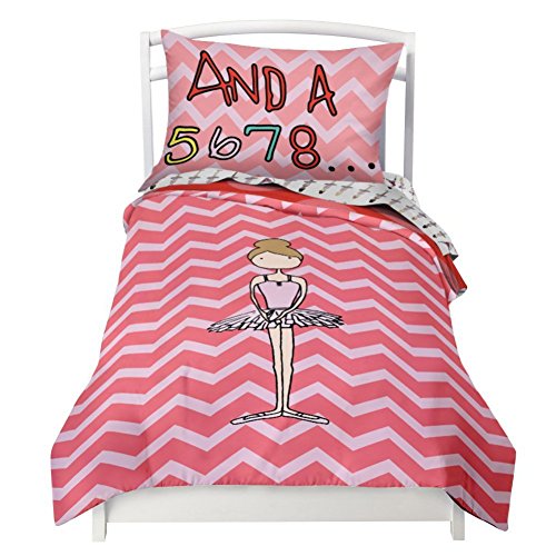 Twin Ballerina Reversible Duvet Cover Set with 1 Pillowcase for Kids Bedding - Double Brushed Microfiber by Where The Polka Dots Roam (68" L X 86" W)