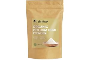 Organic Psyllium Husk Powder 250g, by Yin & Yang Superfoods. 100% Pure and Natural, High in Fibre, Vegan, GMO and Palm Oil Free