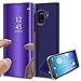 Produktbild Galaxy A5 2018 Hülle,KunyFond Überzug Spiegel Hülle für Samsung Galaxy A5 2018 PU Leder Tache Brieftasche Schutzhülle im Bookstyle Ultra Thin Kristallklar Durchsichtig Transparent Clear View Mirror Effect Muster Handyhülle Klapphülle Standing Cool Männer Frauen Spiegel Handytasche Ledertasche Kunstleder Slim Fit Hart PC Innen Tache Lederhülle Flip Wallet Cover mit Standfunktion Handy Tasche Bumper Schale Shell Zurück Cover Backcover Case für Samsung Galaxy A5 2018 (Lila)