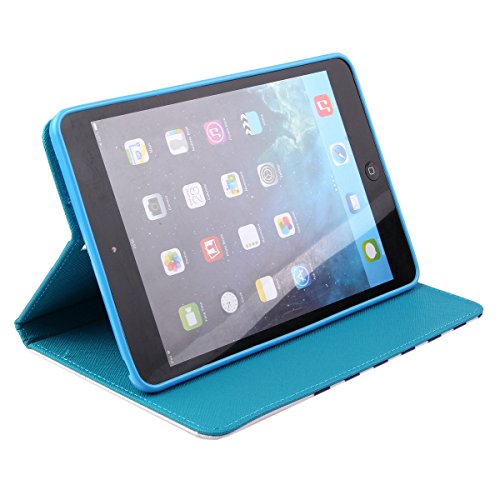 iPad mini Lederhülle – Felfy Slim Full Body Dunkelblau Anker und Streifen PU Case Cover Etui Schutz Hülle Tasche für Apple ipad mini 3 mini 2 mini 1 + 1x Bunte Eule Anti Stöpsel + 1x Dark Blue Stylus - 5